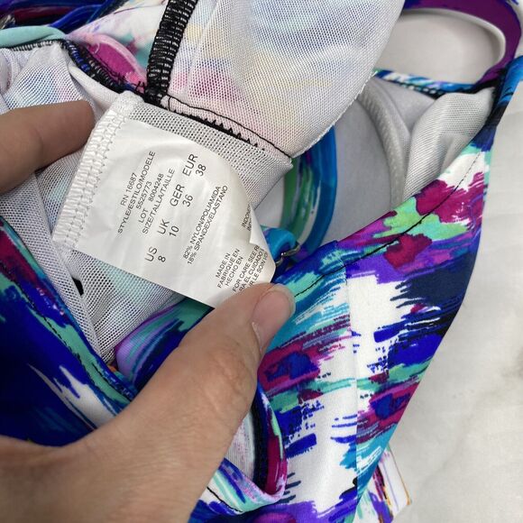 Swim Solutions Winning Streak Tiered Tummy-Control One Piece 8 Watercolor New - Picture 6 of 6